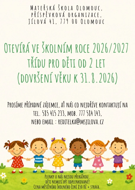 Aktuality - Otevření nové třídy pro děti od 2 let